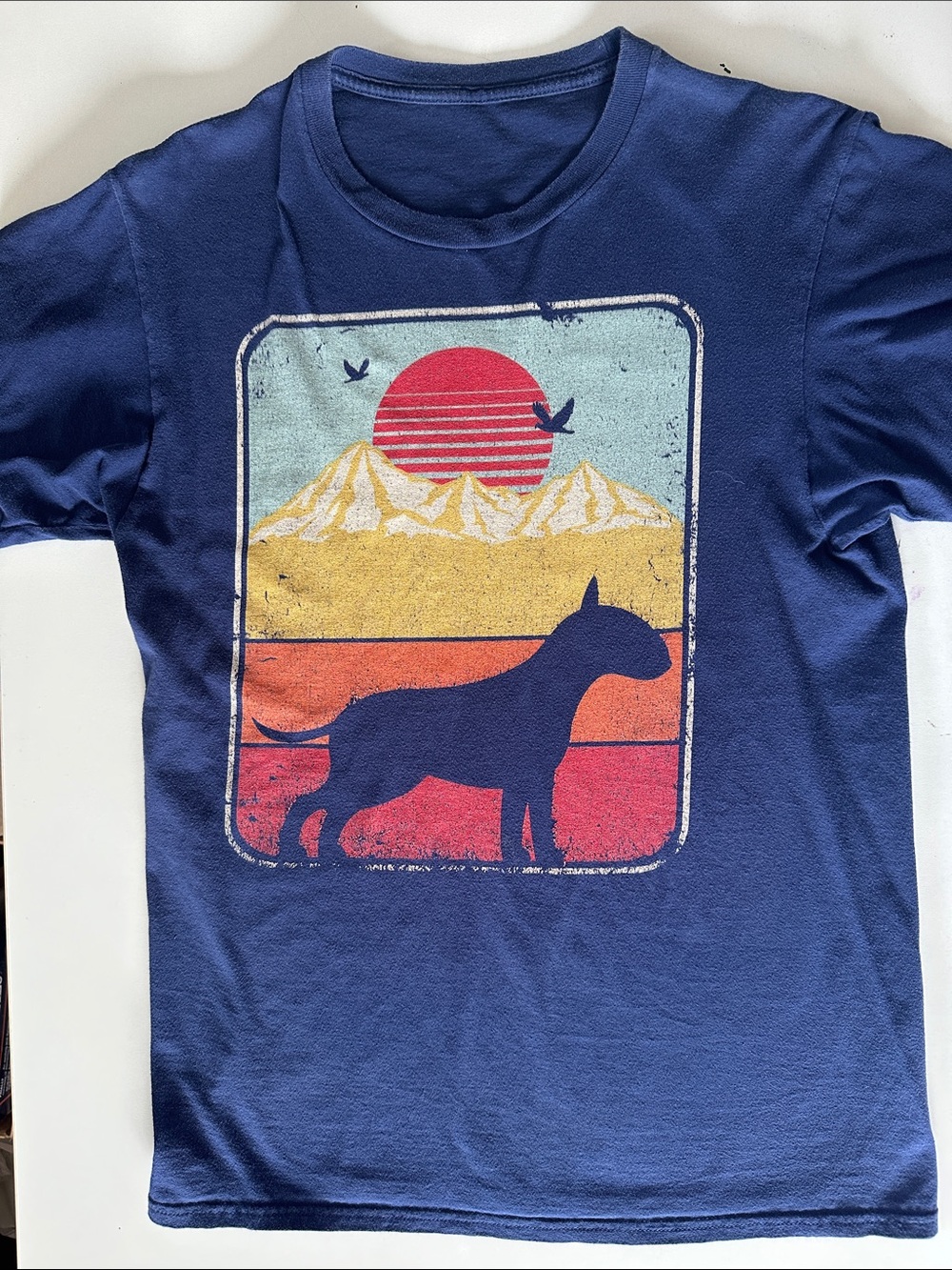 Dog Silhouette Graphic Tee - Navy